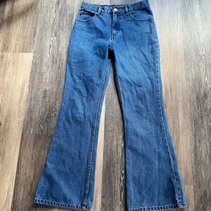 Y2K Vintage Cropped‎ High Waisted Flare Blue Jeans 6 Western Boho Heritage 70s